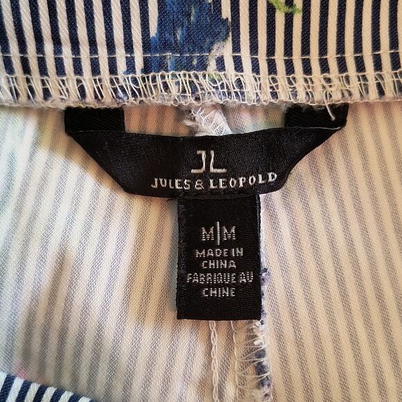Jules & Leopold Ankle Pants Women's Sz M Multicolor Striped Floral Elastic Waist - Picture 2 of 13